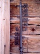 Thermometer on a wooden wall