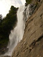 waterfall spray on rock