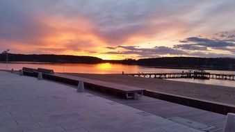 scenic sunset on the lake