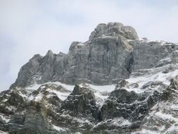 landscape of Swiss alpine mountains in the snow
