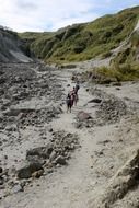 hikers on trail at mt pinatubo, philippines