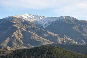 canigou peak in pyrÃ©nÃ©es mountains at winter, france