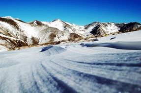 landscape of snow in the mountains of the Pyrenees