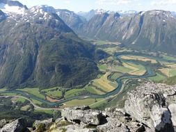 panorama of a river in a valley in norway