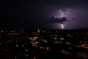 thunder and lightning over a night city