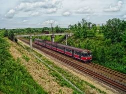 Train on the railway at summer, Poland