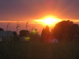 bright dawn over the village