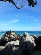 Rocks on the beach in summer