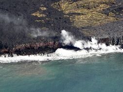 dense fog from the chilled lava of a volcano in Hawaii