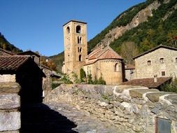 Stone church building in a village of Italy