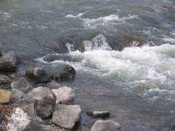 top view of the water threshold on the river