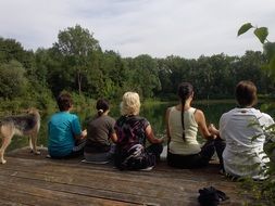 yoga on the shore for relaxation
