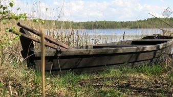 old wooden boat summer holidays scene
