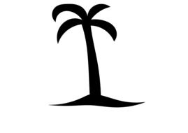 black silhouette of palm tree on white background