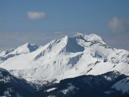 panorama of snowy mountains in Avoria, France