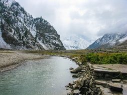 landscape of mountain along the creek
