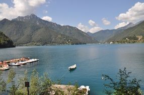 panoramic view of the lake in trentino in italy