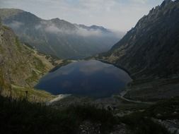 lake among the mountains in poland