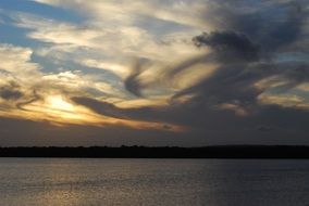 twilight at sunset over the lake