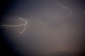 lightning in the night clouds