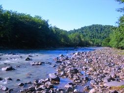 rocky riverbank in Georgia