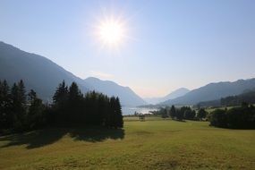 lake weissensee in sunny summer day, austria