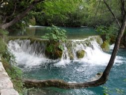 Waterfall in Plitvice lakes in Croatia