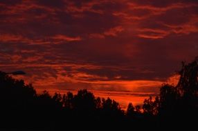 Red sky sunset clouds view