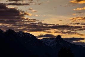 silhouette of mountains during sunset