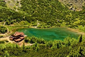 panoramic view of the lake among the Tatras in Slovakia