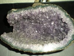 Violet crystals in the stone