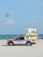 police car on the beach in Miami