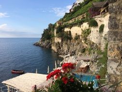 Amalfi is a city on steep cliffs in Italy