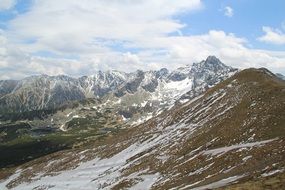 Landscape of beautiful Kasprowy Wierch in snow in Poland