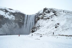 Amazing iceland landscape winter waterfall