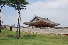 palace behind the fence in south korea