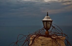 blue ocean romantic view with lantern