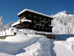 Photo of the hotel in the mountains in winter