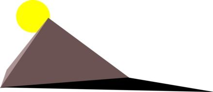 drawing of the sunset behind the pyramid