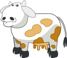 drawing of a white cow with brown spots