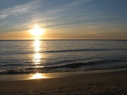 landscape of the sunset over the beach