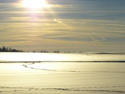 winter landscape at dusk