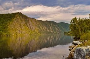 Beautiful and colorful mountains with reflections in the river