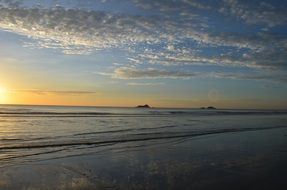 peaceful sunset on the ocean beach