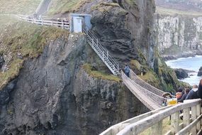 pendant bridge with stairs connecting two rocks