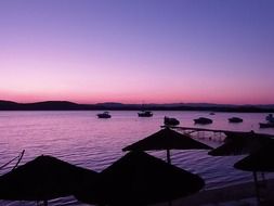 purple sunset over the coast of Greece