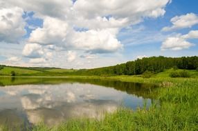 lake sky clouds reflection walking