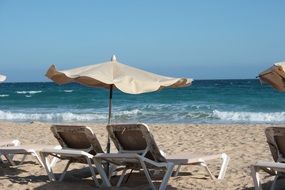 Parasols on holiday on a sunny day