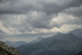 Beautiful Tatry landscape with top view of Kasprowy Wierch under cloudy sky
