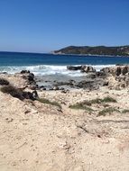 landscape of rocks on the beach in ibiza